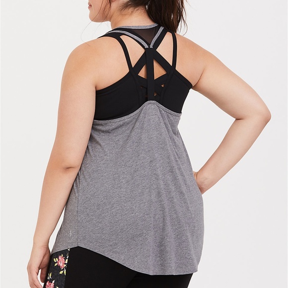 Torrid 3X Tank Top Tee Grey Active Mesh Plus - Picture 3 of 4